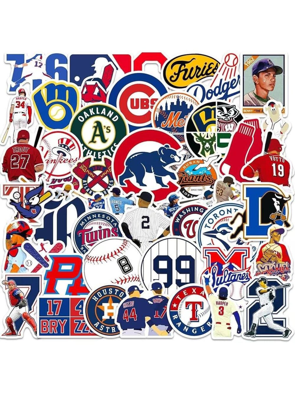 50pcs Baseball Stickers, Waterproof Vinyl